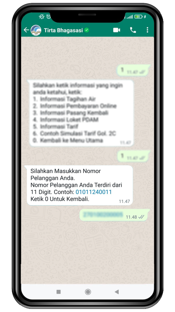 3. Cek Tagihan Whatsapp Interaktif