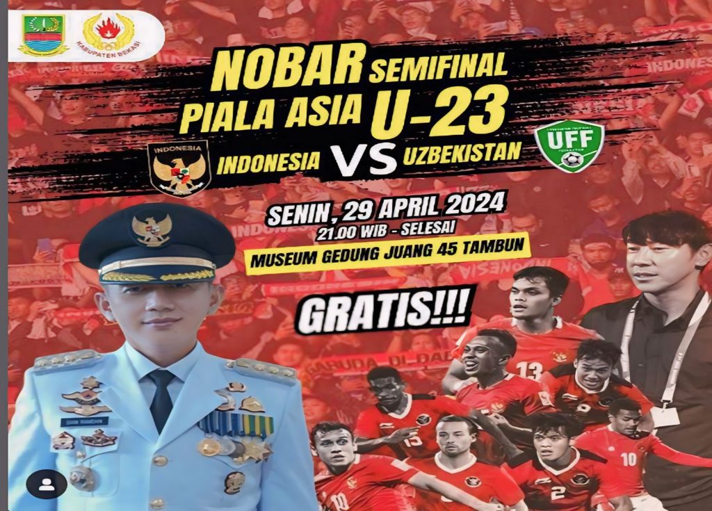 Kabupaten Bekasi Gelar Nobar Piala Asia U-23 di Gedung Juang