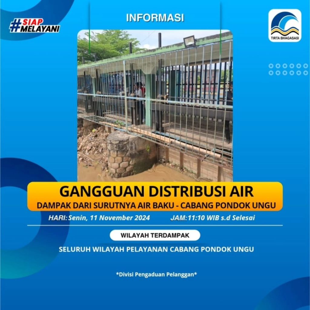 Perumda Cabang Pondok Ungu Gangguan Distribusi Air Yang Disebabkan Oleh Surutnya Air Baku