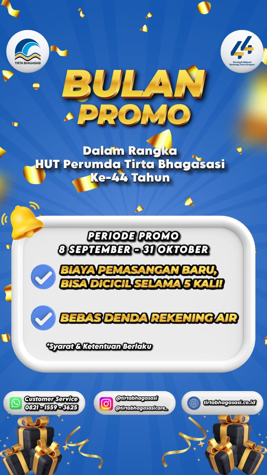 1. Banner bulan promo HUT ke 44 Perumda Tirta Bhagasasi 2025 Cerita IG